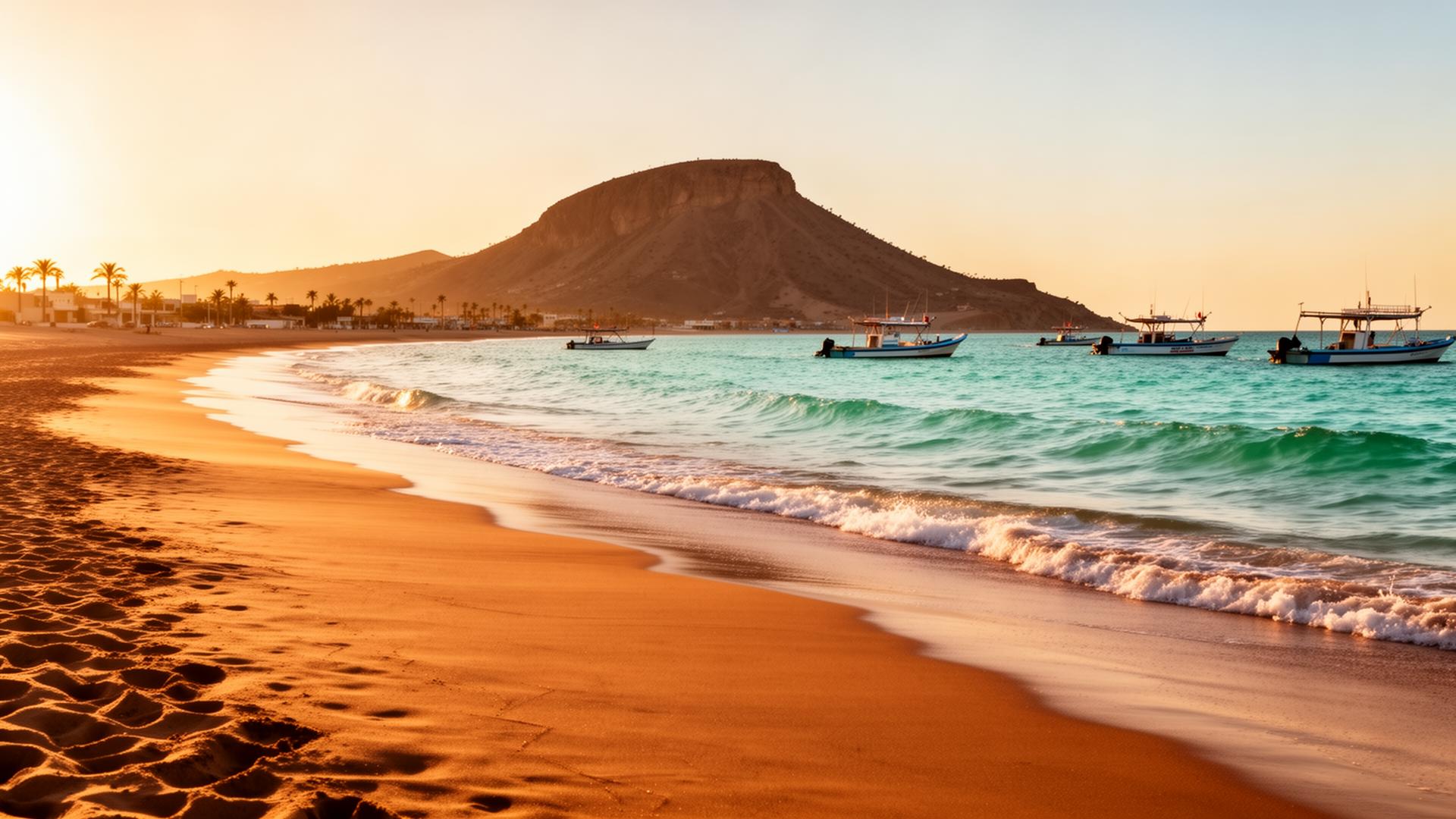 Puerto Peñasco beach at golden hour